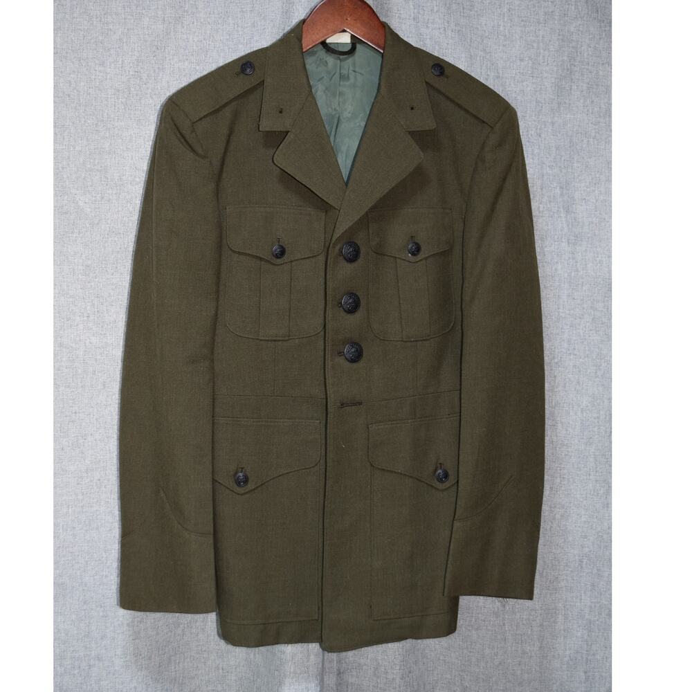 Vintage U.S. Military Wool Serge Green Service Jacket 38S